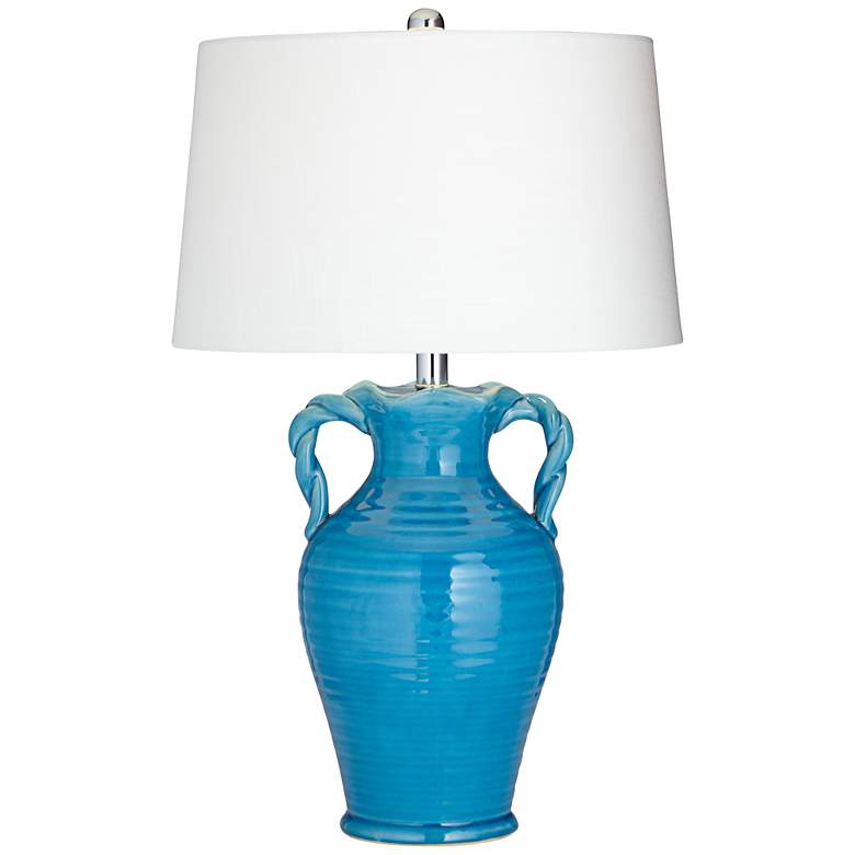 Image 1 Madeline Twist Arm Blue Ceramic Table Lamp