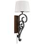 Madera 12" Wide Black Iron 1-Light Wall Sconce with Ivory Linen