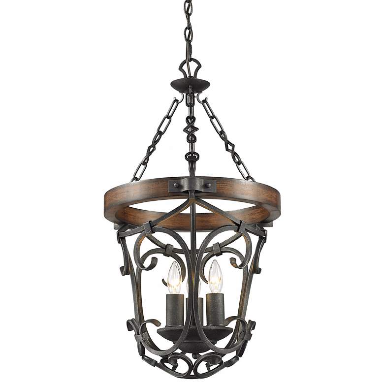 Madera 16 1/2&quot; Wide Black Iron Hand-Forged Pendant more views