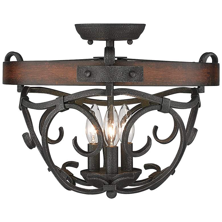 Image 5 Madera 18 1/4 inch Wide Black Iron 3-Light Ceiling Light more views