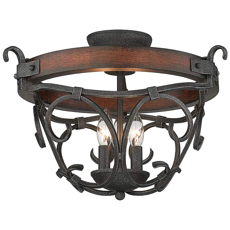 Image 6 Madera 18 1/4 inch Wide Black Iron 3-Light Ceiling Light more views