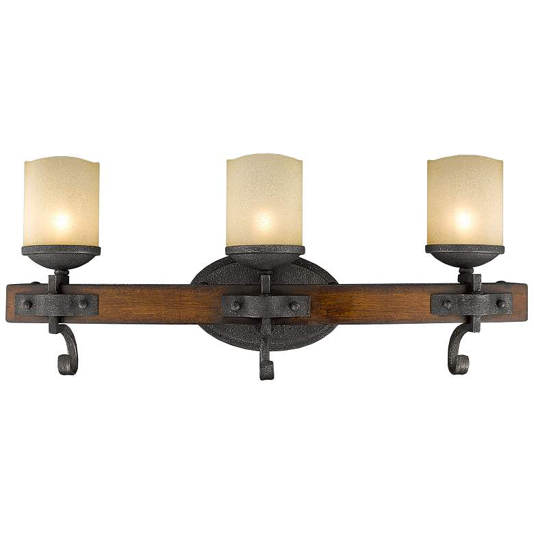 Image 1 Madera 24 1/4" Wide 3-Light Vanity Light in Black Iron with Toscano Gl