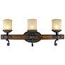 Madera 24 1/4" Wide 3-Light Vanity Light in Black Iron with Toscano Gl
