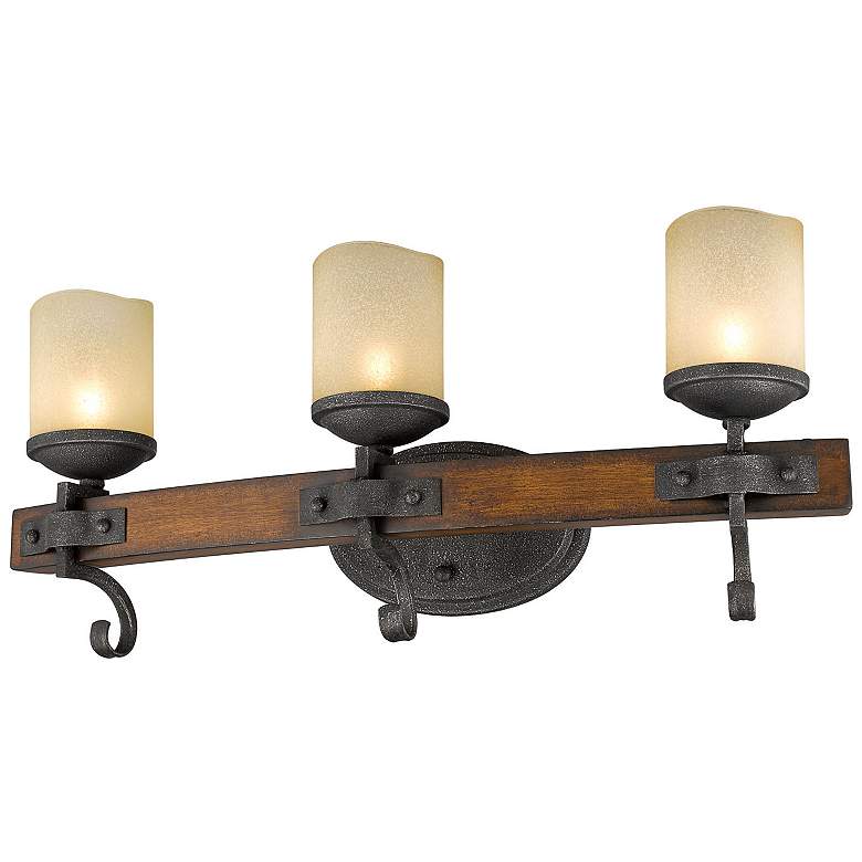Image 3 Madera 24 1/4" Wide 3-Light Vanity Light in Black Iron with Toscano Gl more views