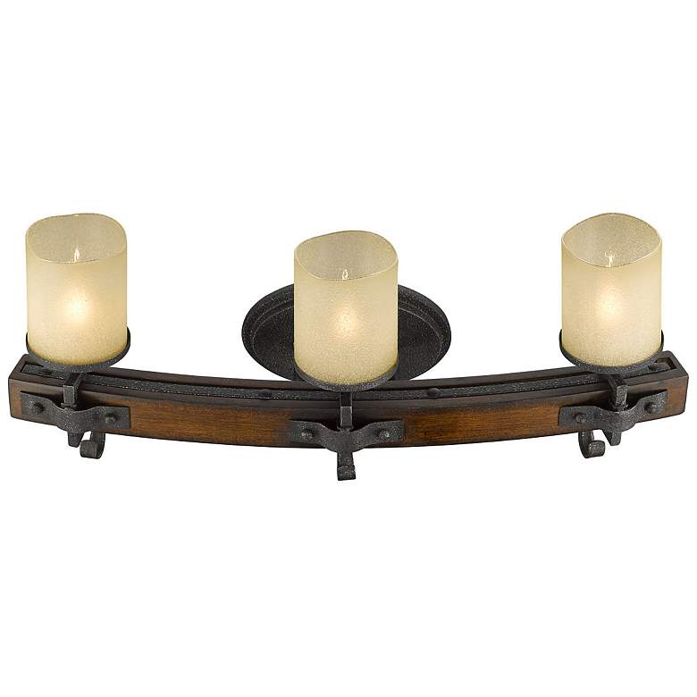 Image 4 Madera 24 1/4" Wide 3-Light Vanity Light in Black Iron with Toscano Gl more views