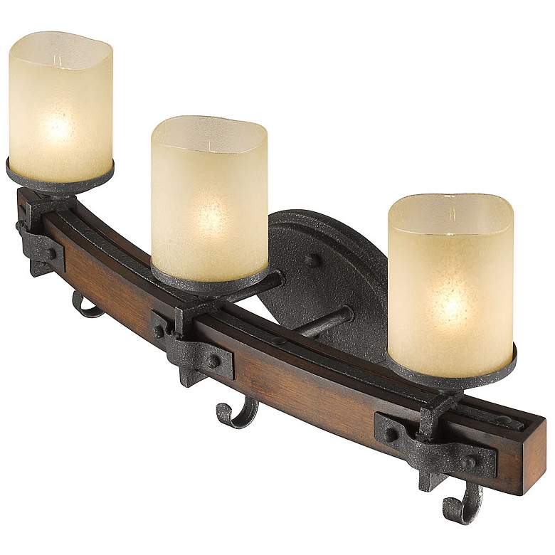 Image 5 Madera 24 1/4" Wide 3-Light Vanity Light in Black Iron with Toscano Gl more views