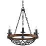 2_Madera 28 1/4" Wide Hand-Forged Iron Wagon Wheel Chandelier