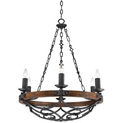 Madera 28 1/4&quot; Wide Hand-Forged Iron Wagon Wheel Chandelier