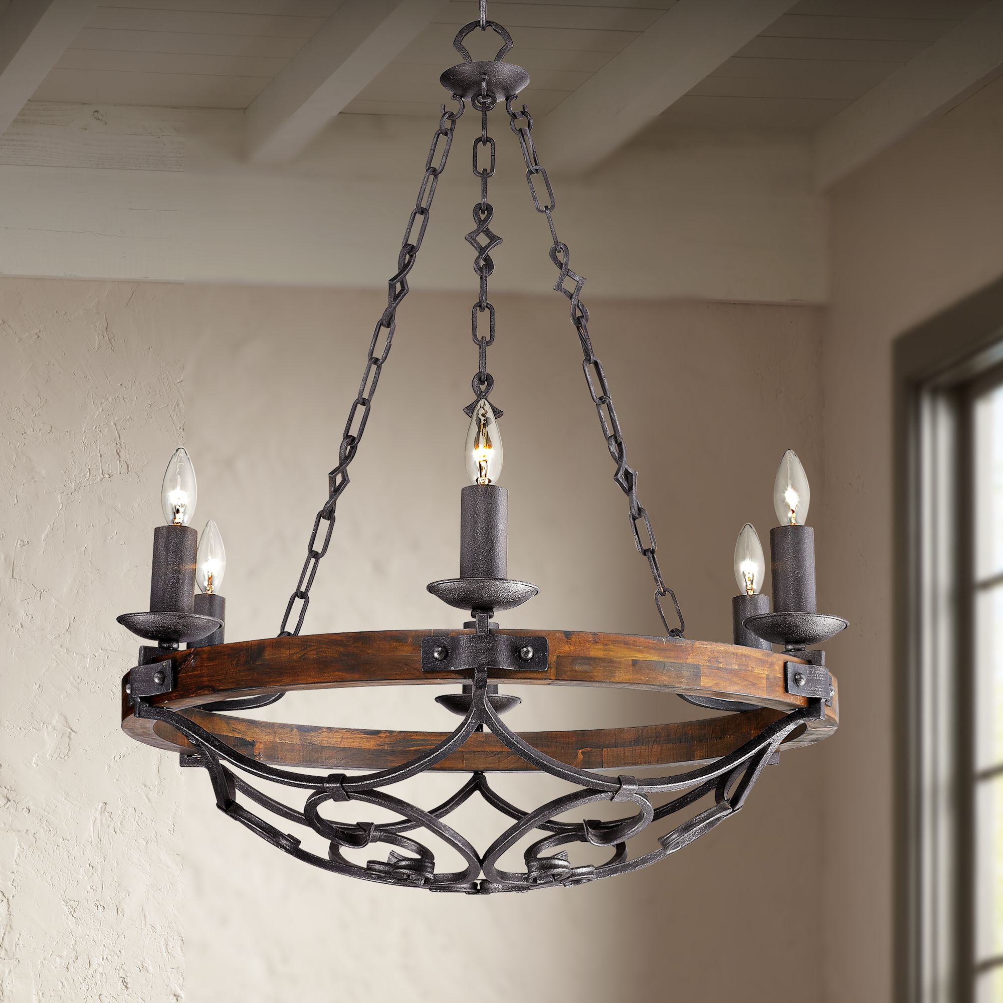 iron wheel chandelier