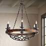 1_Madera 28 1/4" Wide Hand-Forged Iron Wagon Wheel Chandelier