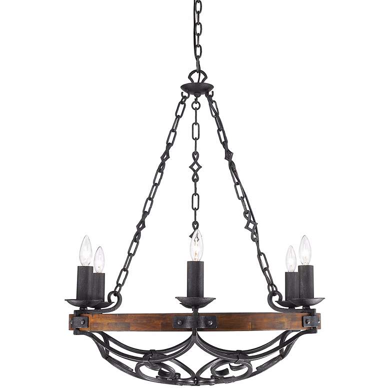Madera 28 1/4 inch Wide Hand-Forged Iron Wagon Wheel Chandelier more views