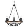 4_Madera 28 1/4" Wide Hand-Forged Iron Wagon Wheel Chandelier more views