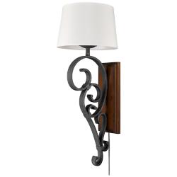 Madera 32 3/4" High Black Iron Plug-In Wall Sconce