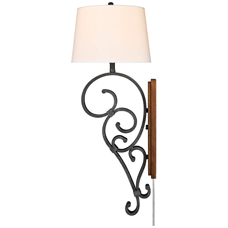 Image 5 Madera 32 3/4" High Black Iron Plug-In Wall Sconce more views
