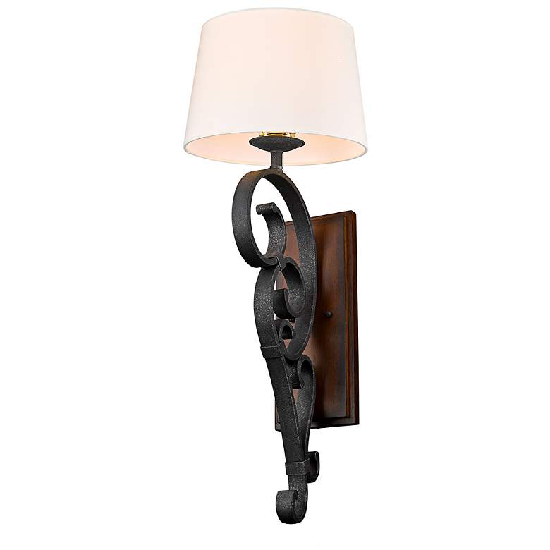 Image 6 Madera 32 3/4" High Black Iron Plug-In Wall Sconce more views