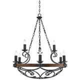 Madera 34 1/2&quot; Wide Black Iron Hand-Forged Chandelier