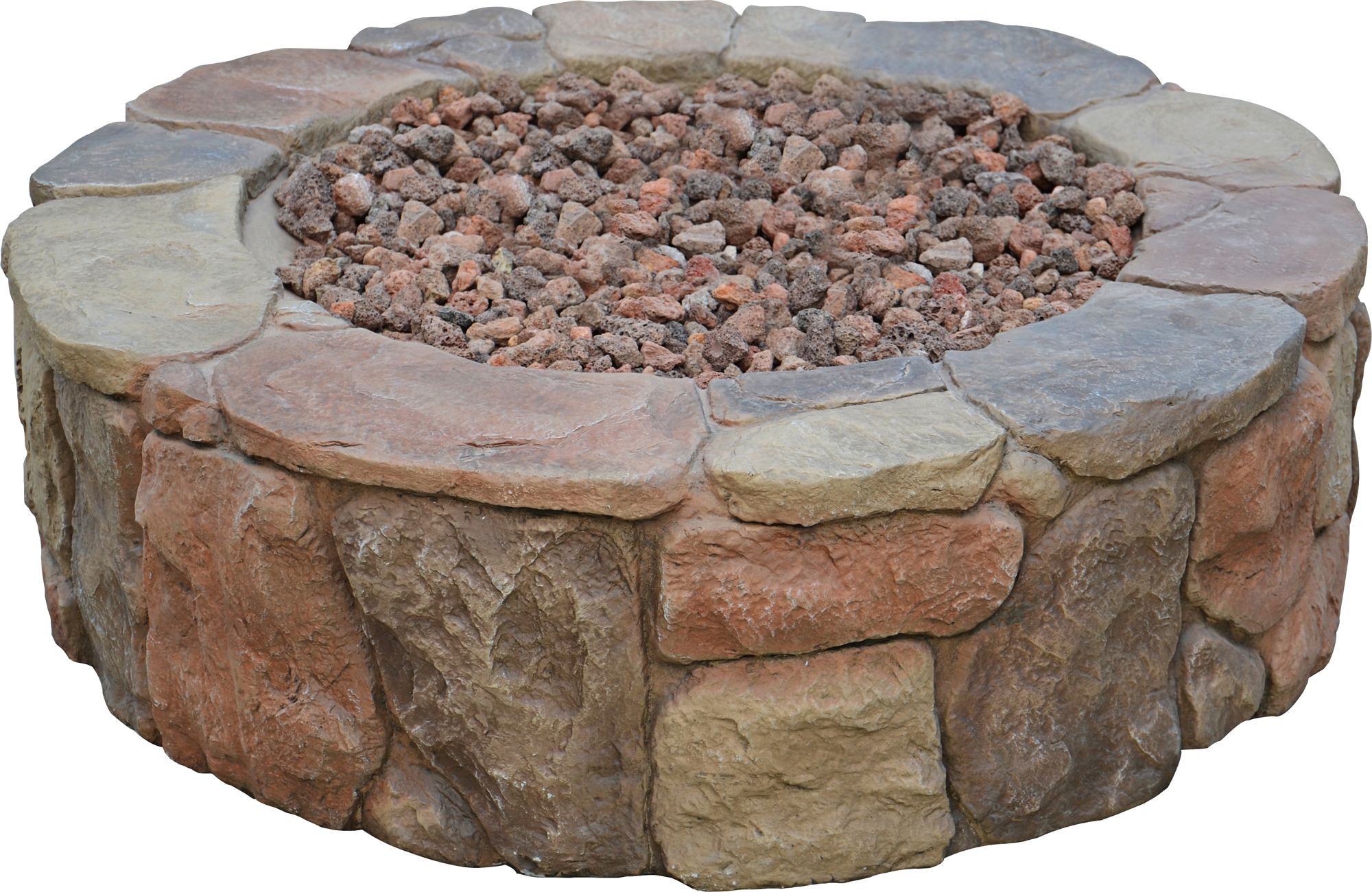 stone fire pit with propane