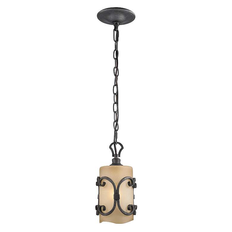 Image 4 Madera Collection 5" Wide Black Iron Mini Pendant more views