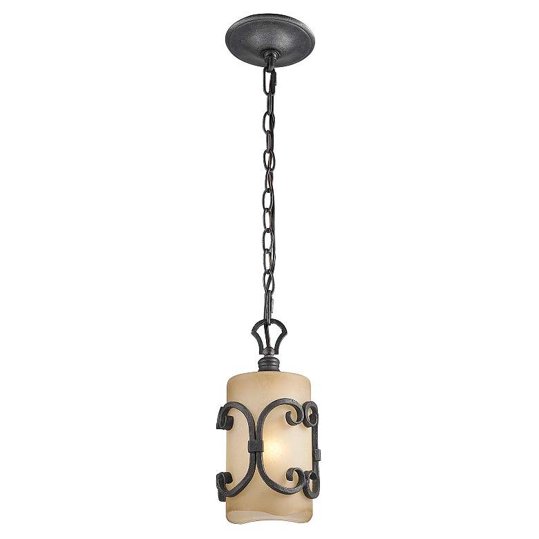 Image 5 Madera Collection 5" Wide Black Iron Mini Pendant more views