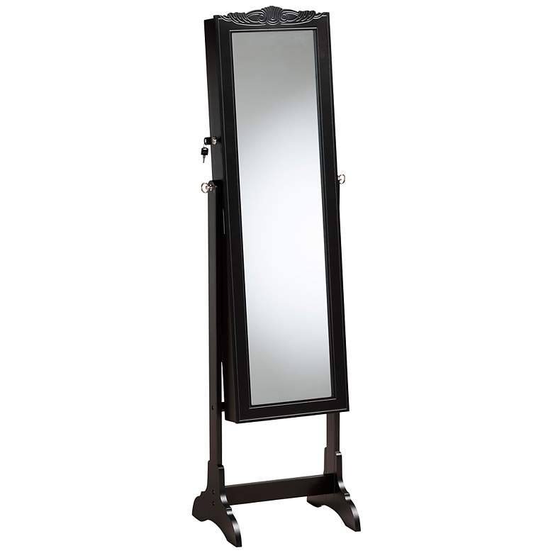 Image 2 Madigan 15 3/4" Wide Black Wood Jewelry Armoire with Mirror