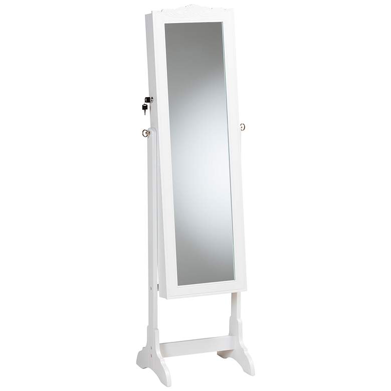 Image 2 Madigan 15 3/4" Wide White Wood Jewelry Armoire with Mirror