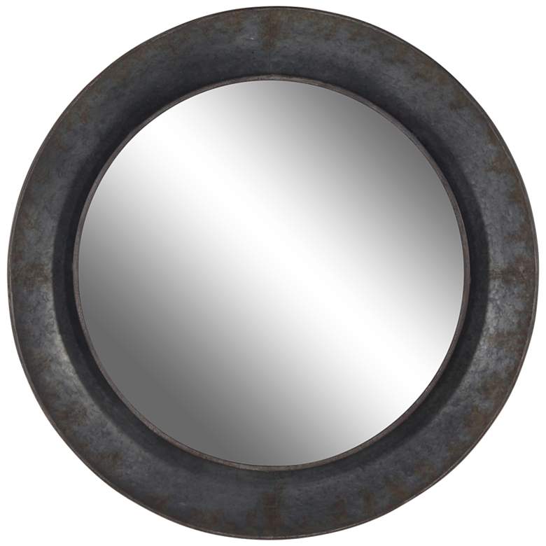 Image 3 Madigan Matte Gray Metal 35" Round Wall Mirror