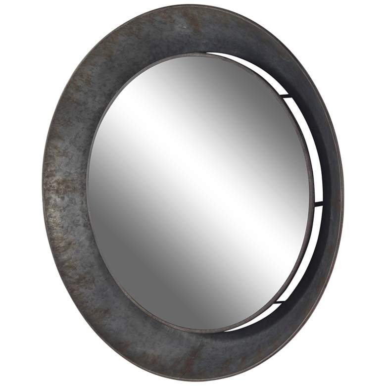 Image 5 Madigan Matte Gray Metal 35 inch Round Wall Mirror more views