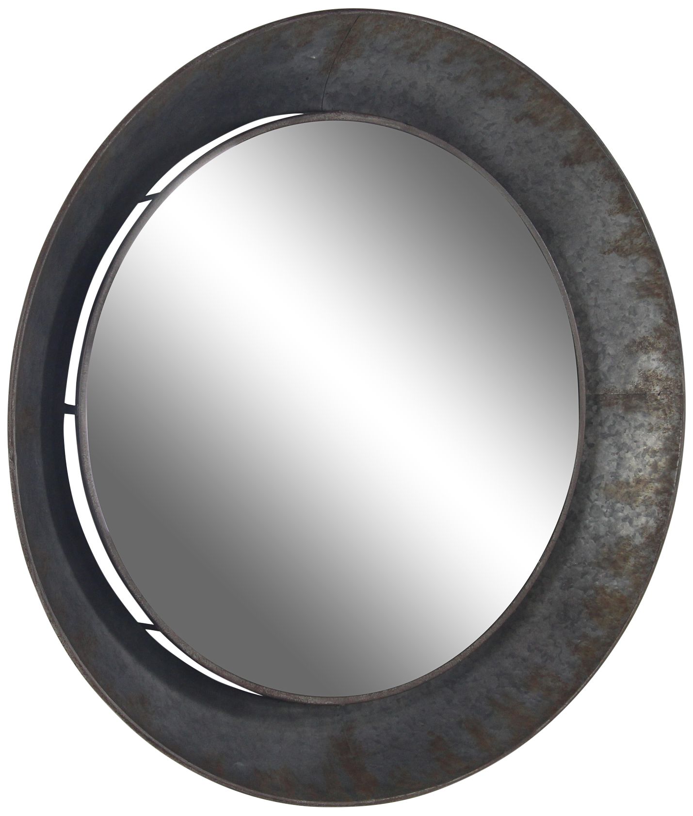 Image 6 Madigan Matte Gray Metal 35" Round Wall Mirror more views