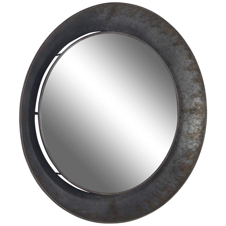 Image 6 Madigan Matte Gray Metal 35 inch Round Wall Mirror more views
