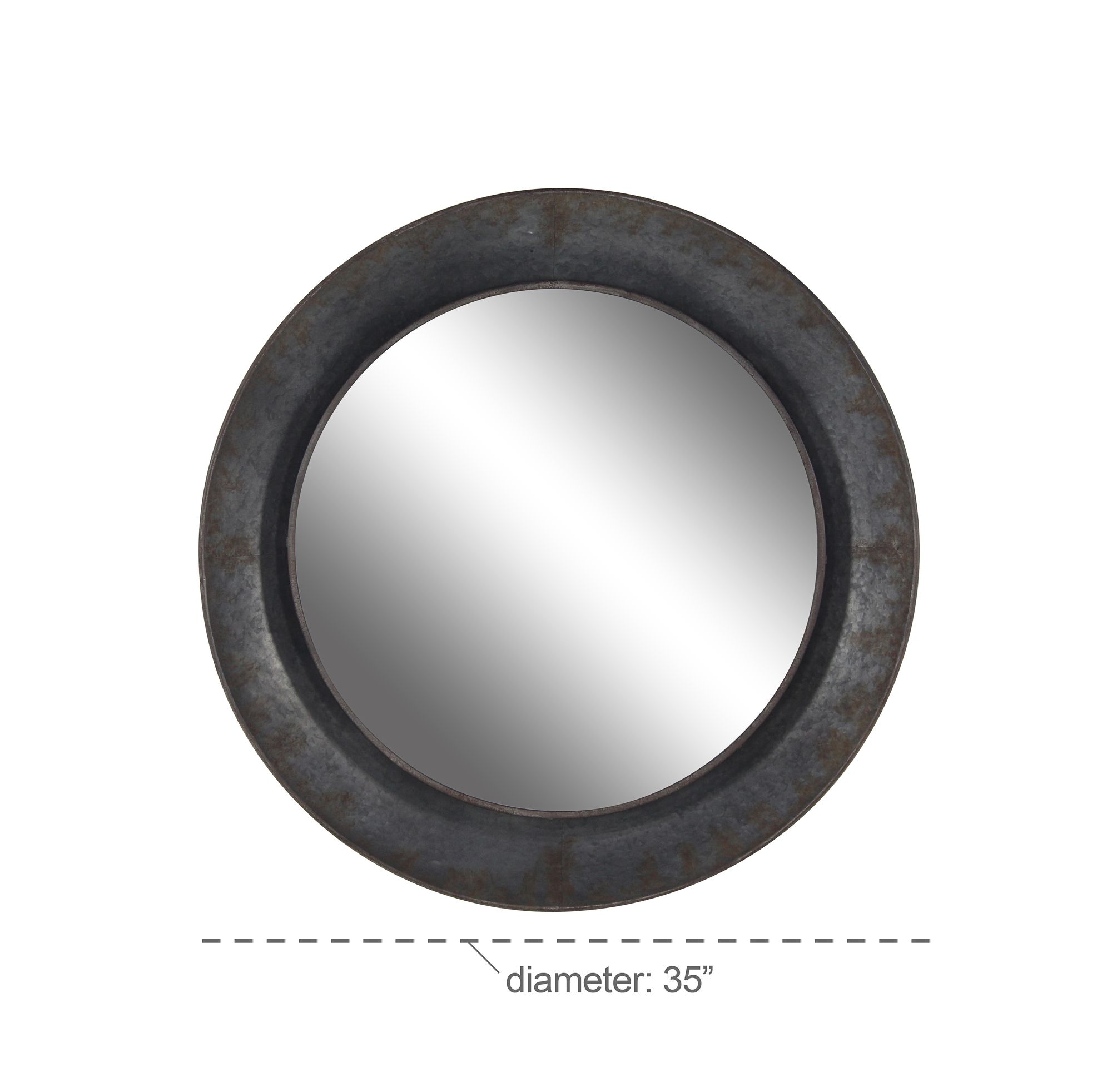 Madigan Matte Gray Metal 35" Round Wall Mirror in scene