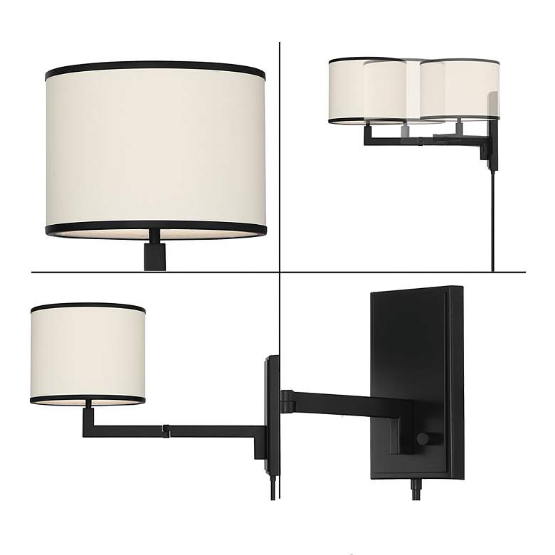 Image 2 Madision Matte Black Plug-In/Hardwire Swing Arm Wall Lamp more views