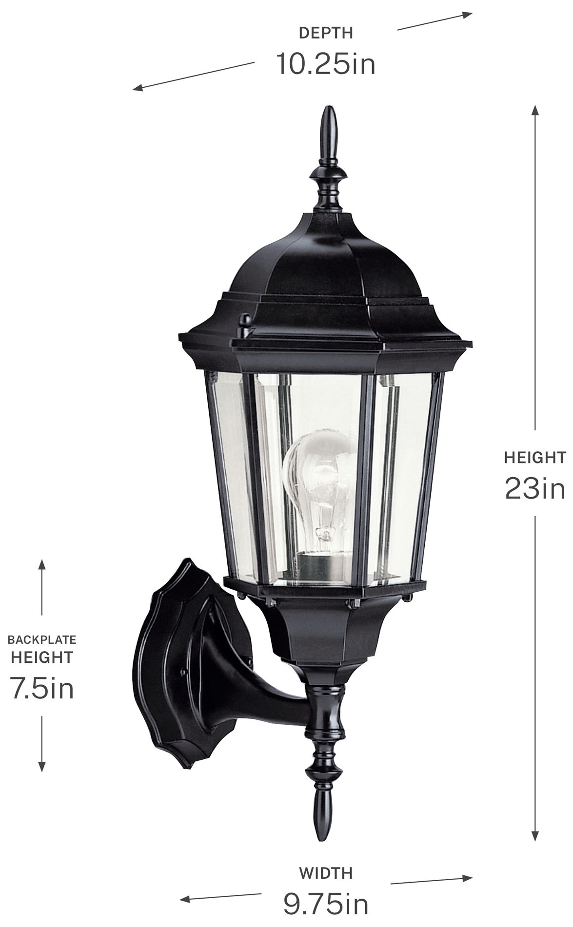 Madison 1-Light 22.75-in Black Outdoor Wall Light
