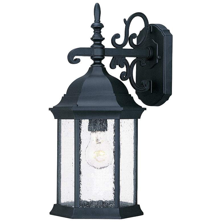 Image 1 Madison 1-Light Matte Black Wall Light With Seeded Glass