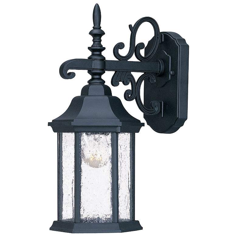 Image 1 Madison 1-Light Matte Black Wall Light With Seeded Glass