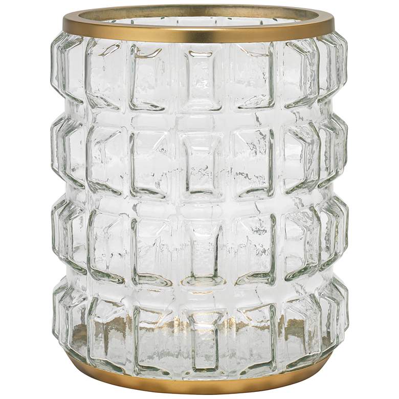 Madison 10 1/2&quot; High Glass and Antique Brass Candle Holder
