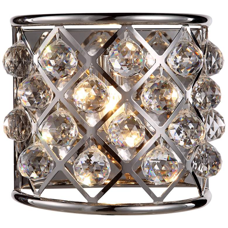 Image 1 Madison 10 1/2" High Nickel Wall Sconce w/ Faceted Crystals