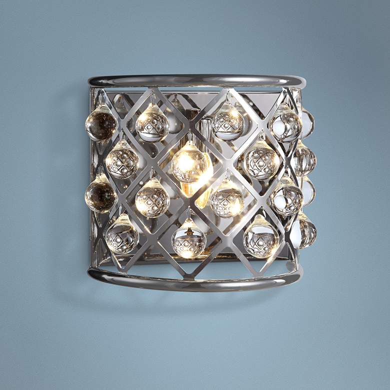 Image 1 Madison 10 1/2" High Nickel Wall Sconce w/ Smooth Crystals
