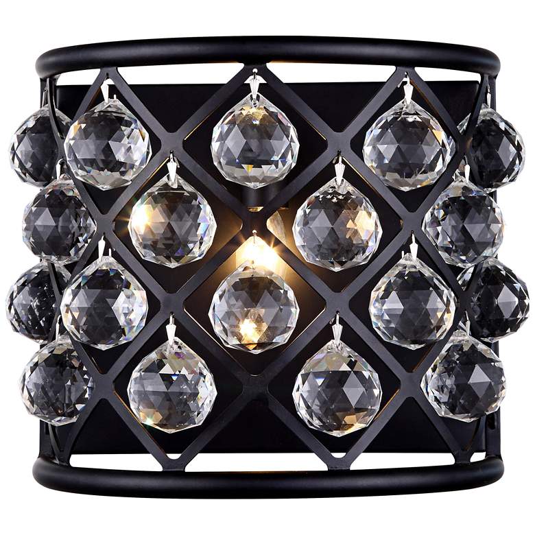 Image 1 Madison 10 1/2"H Matte Black Wall Sconce w/ Faceted Crystals