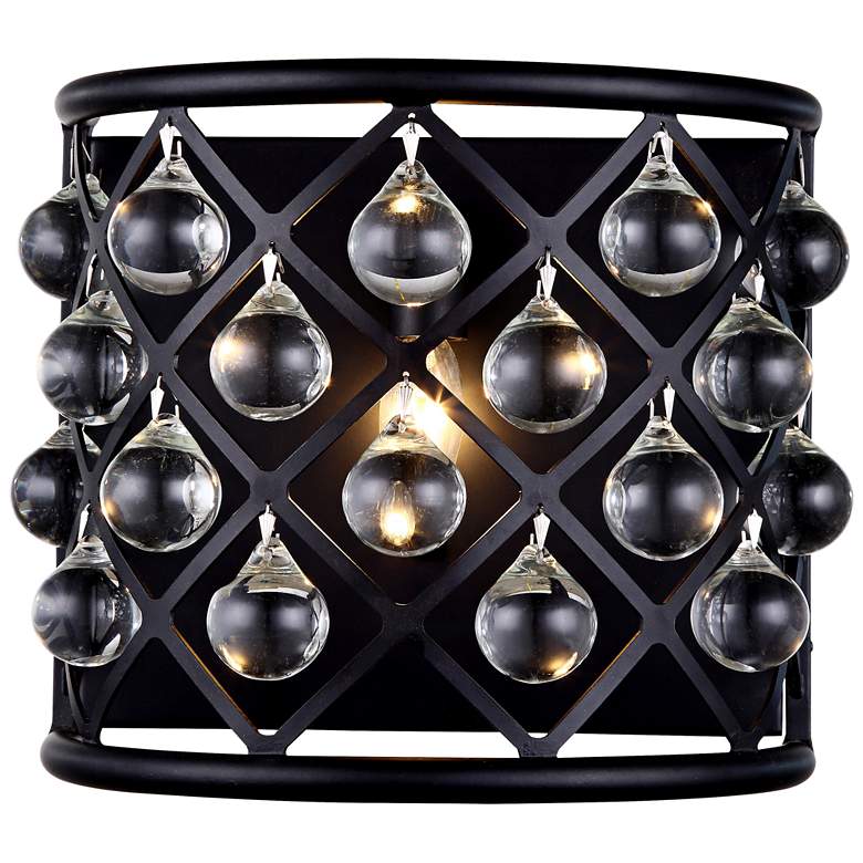Image 1 Madison 10 1/2"H Matte Black Wall Sconce w/ Smooth Crystals