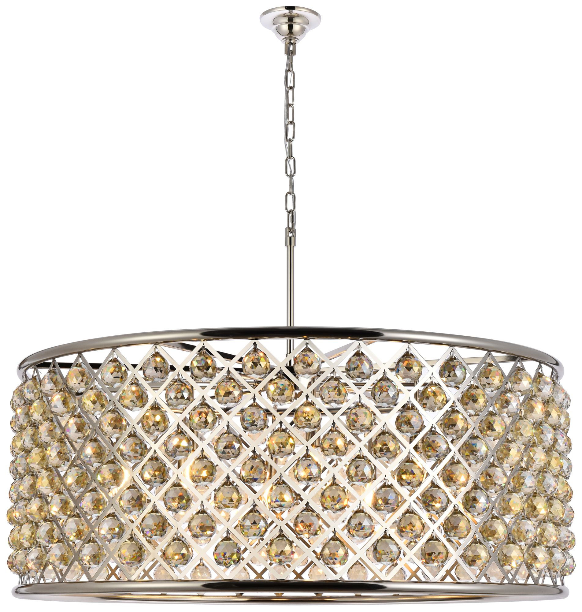 Madison 10 Lt Polished Nickel Chandelier Golden Teak