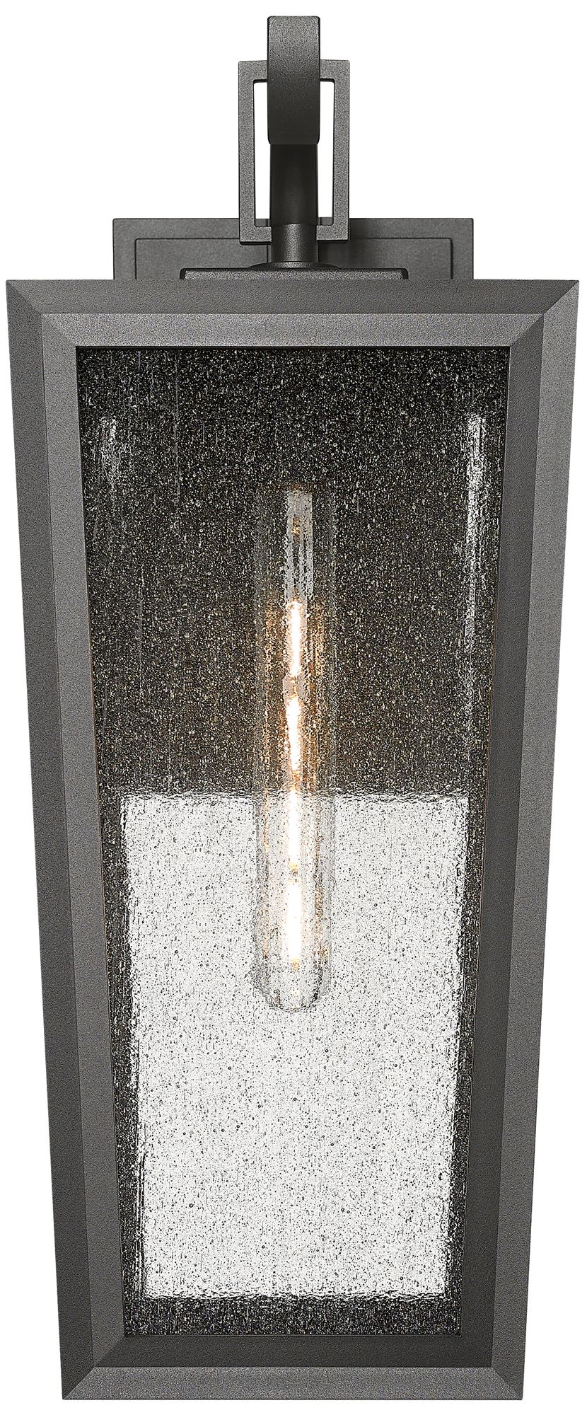 Image 2 Madison 10" Matte Black Coastal Outdoor Sconce With Seeded Glass more views