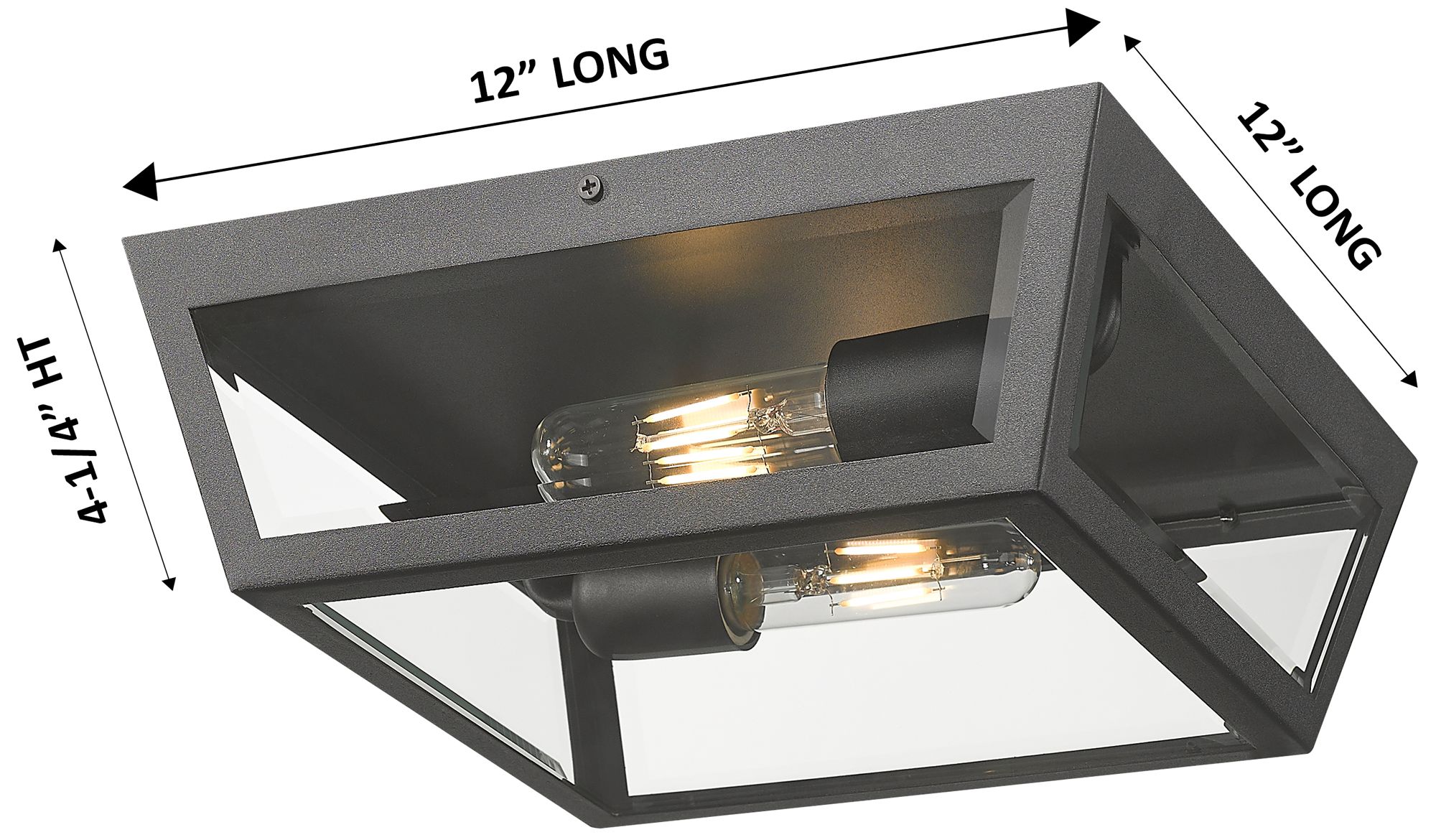 Image 3 Madison 12" 2-Light  Bronze  Outdoor Flush Mount With Clear Glass Shade more views