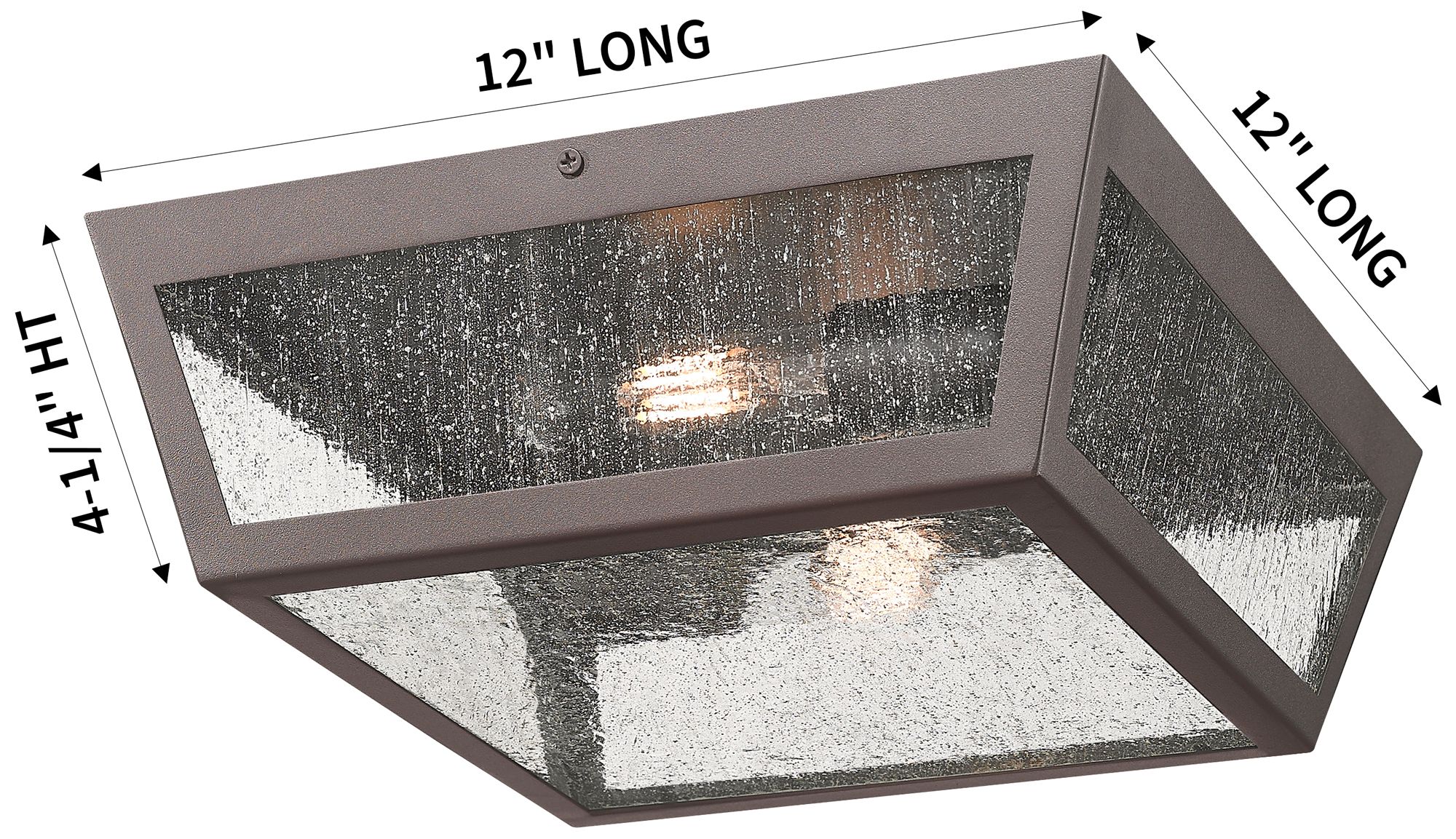 Image 3 Madison 12" 2-Light Bronze  Outdoor Flush Mount With Seeded Glass Shade more views