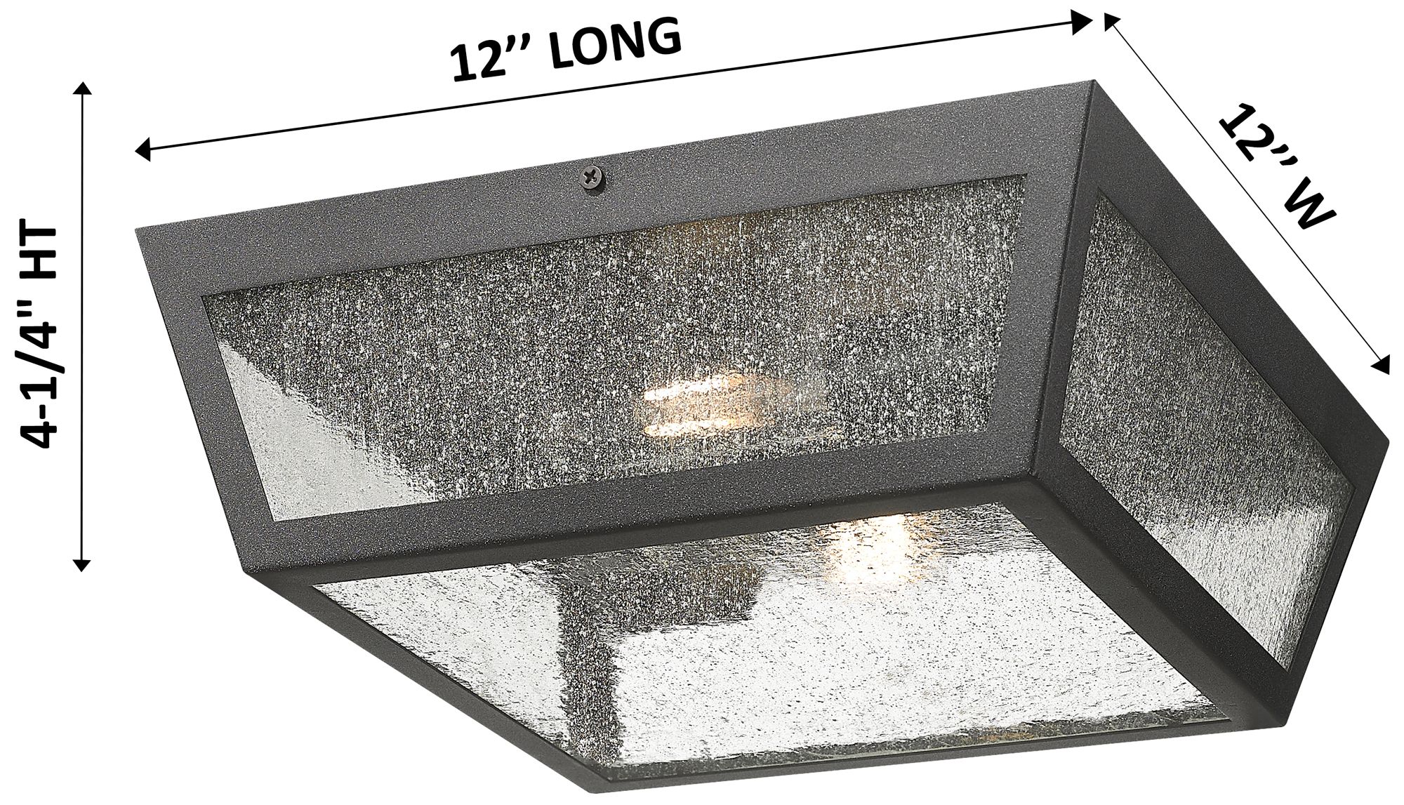 Image 3 Madison 12" 2-Light Matte Black Outdoor Flush Mount With Seeded Glass Shade more views