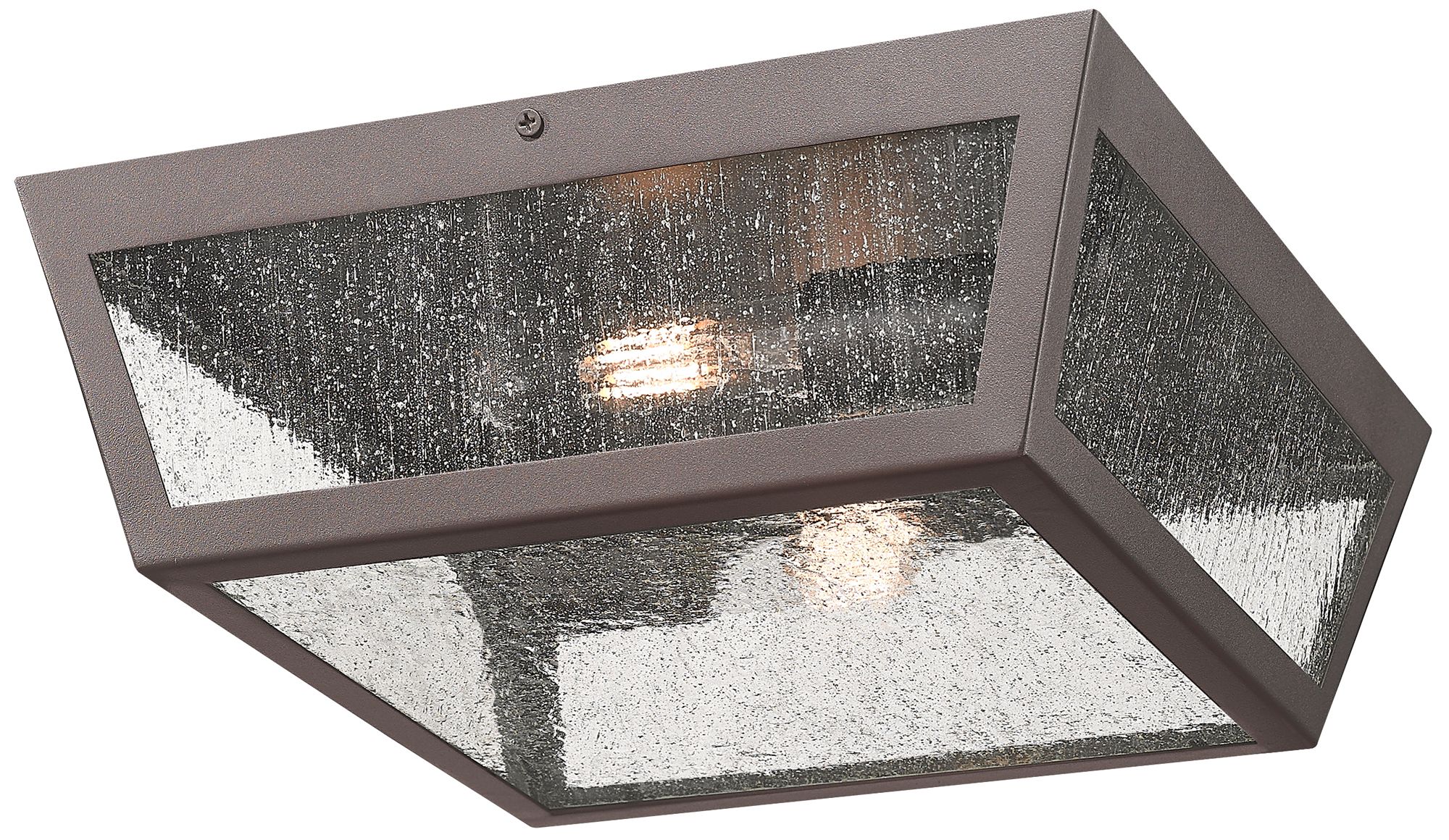 Madison 12" 2-Light Bronze  Outdoor Flush Mount With Seeded Glass Shad