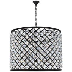 Madison 12 Lt Matte Black Chandelier Clear