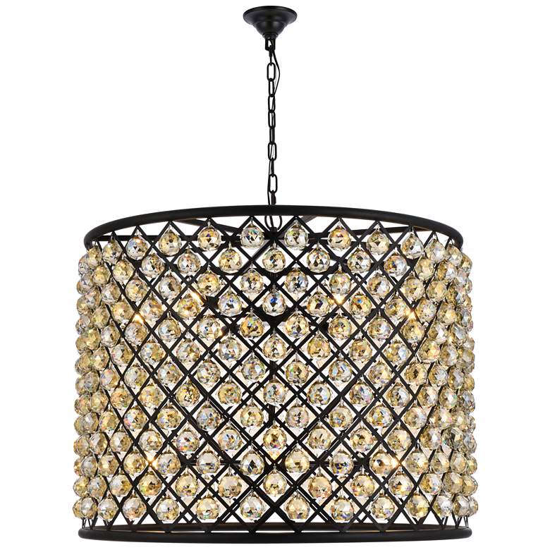 Image 1 Madison 12 Lt Matte Black Chandelier Golden Teak