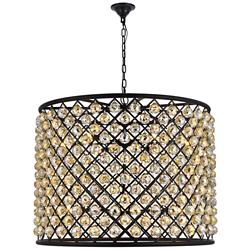 Madison 12 Lt Matte Black Chandelier Golden Teak