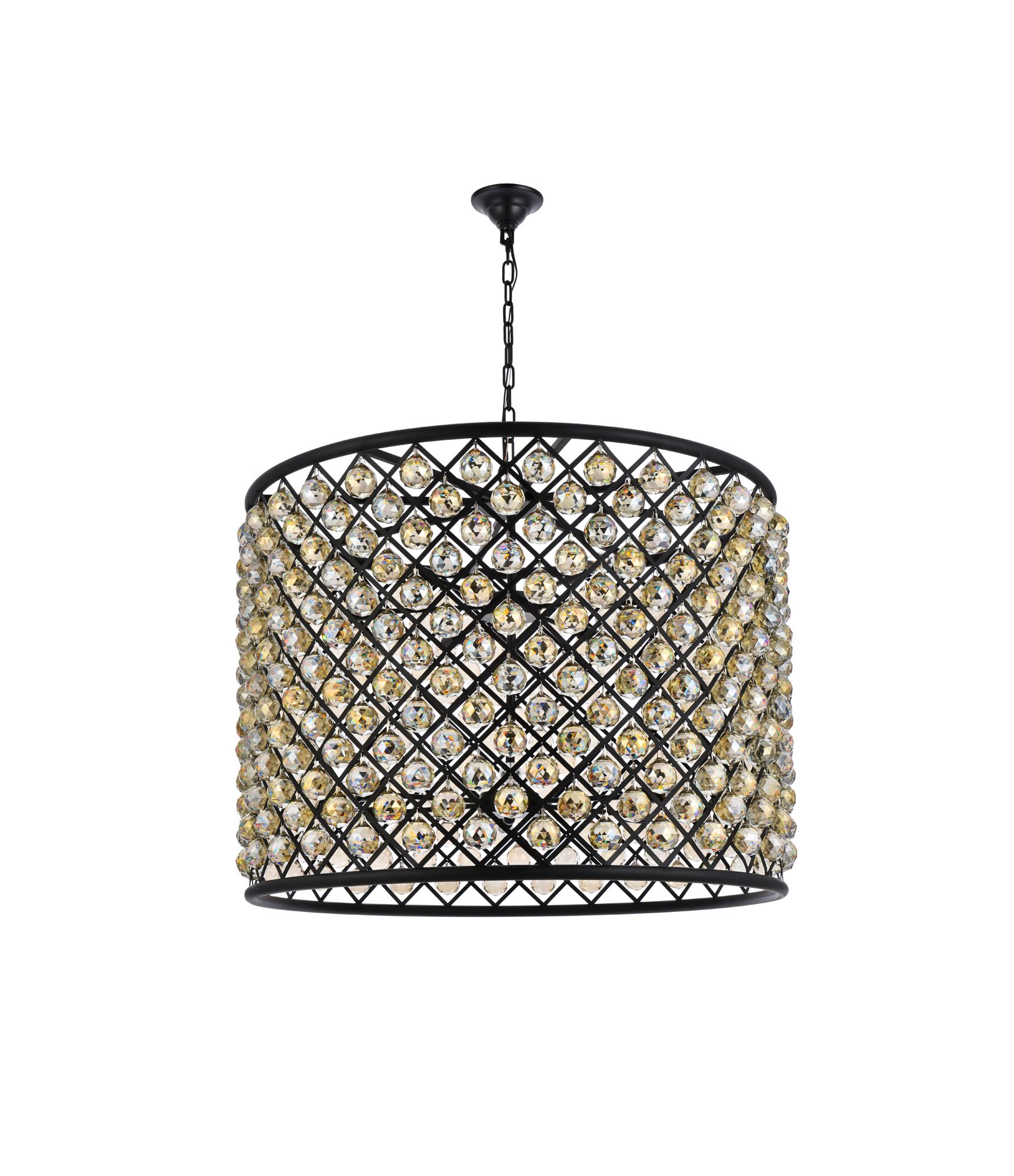 Madison 12 Lt Matte Black Chandelier Golden Teak