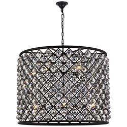 Madison 12 Lt Matte Black Chandelier Silver Shade (Grey)